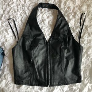 Leather halter top